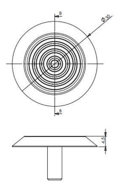 Details of stainless steel etched tactile studs